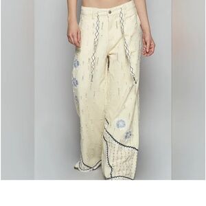 POL flower patchwork pants